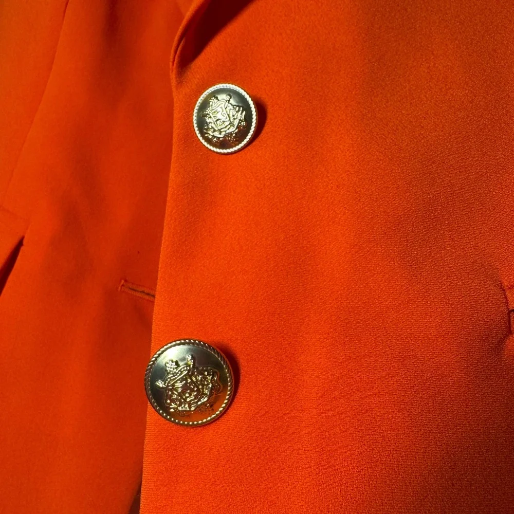 J.Crew Willa Blazer Orange Gold Crest Button Tailored Jacket Size 0 Solid Lined